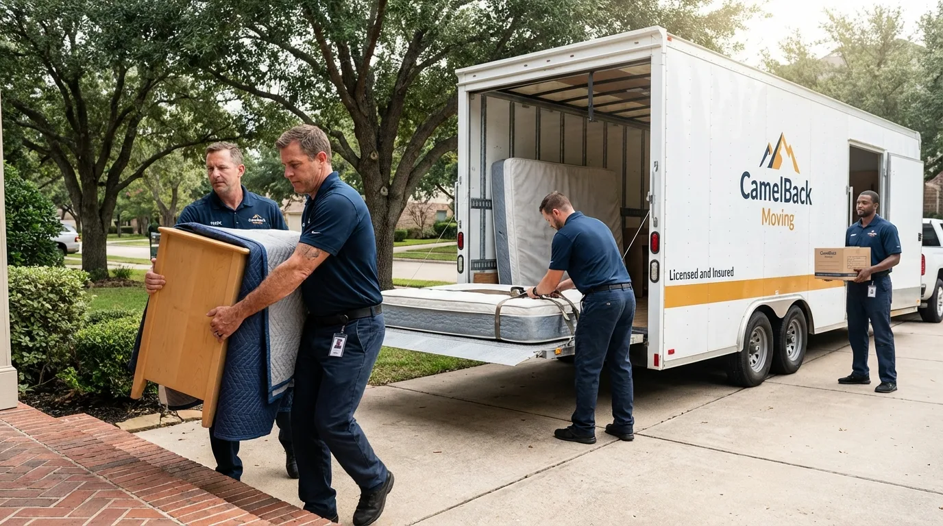 Crew loading residential truck for cross-state move from Abingdon, VA