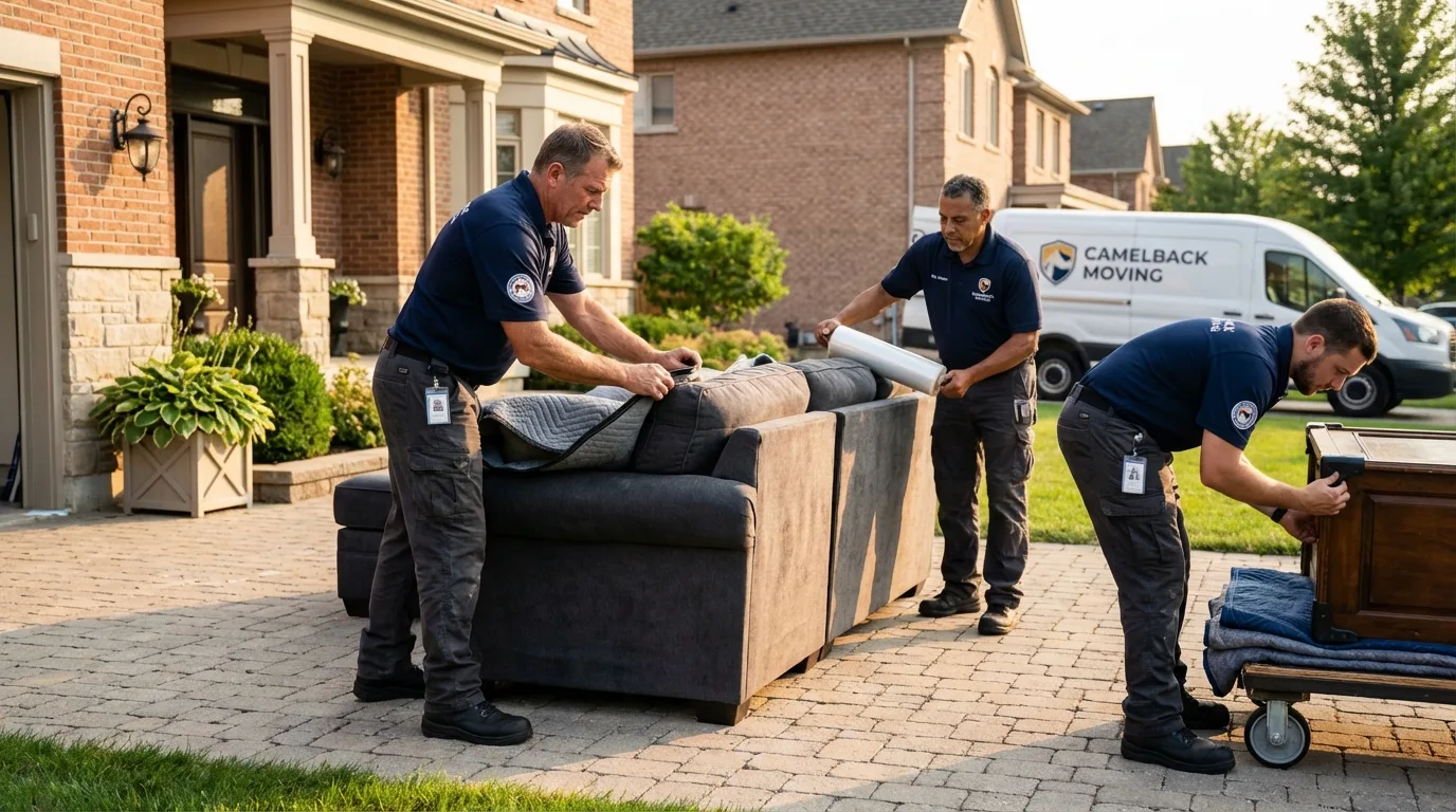 Large estate moving crew wrapping furniture in Abingdon, VA